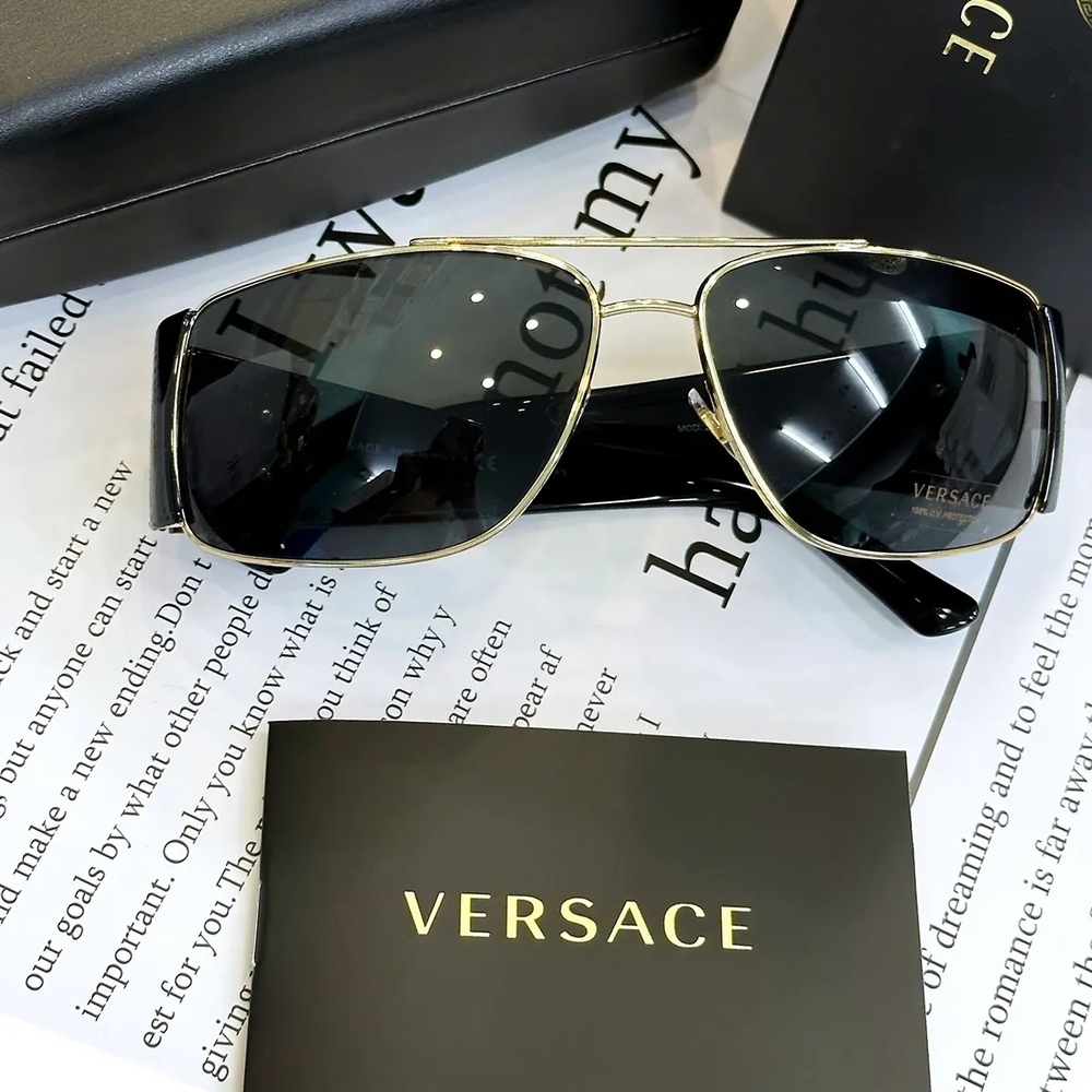 VE2163 Versace Black and Gold Sunglasses